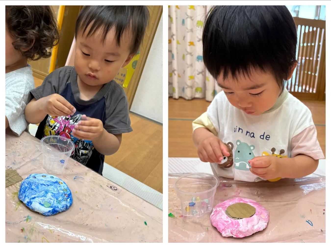 ファミリーデーのプレゼント作り（りんご組）