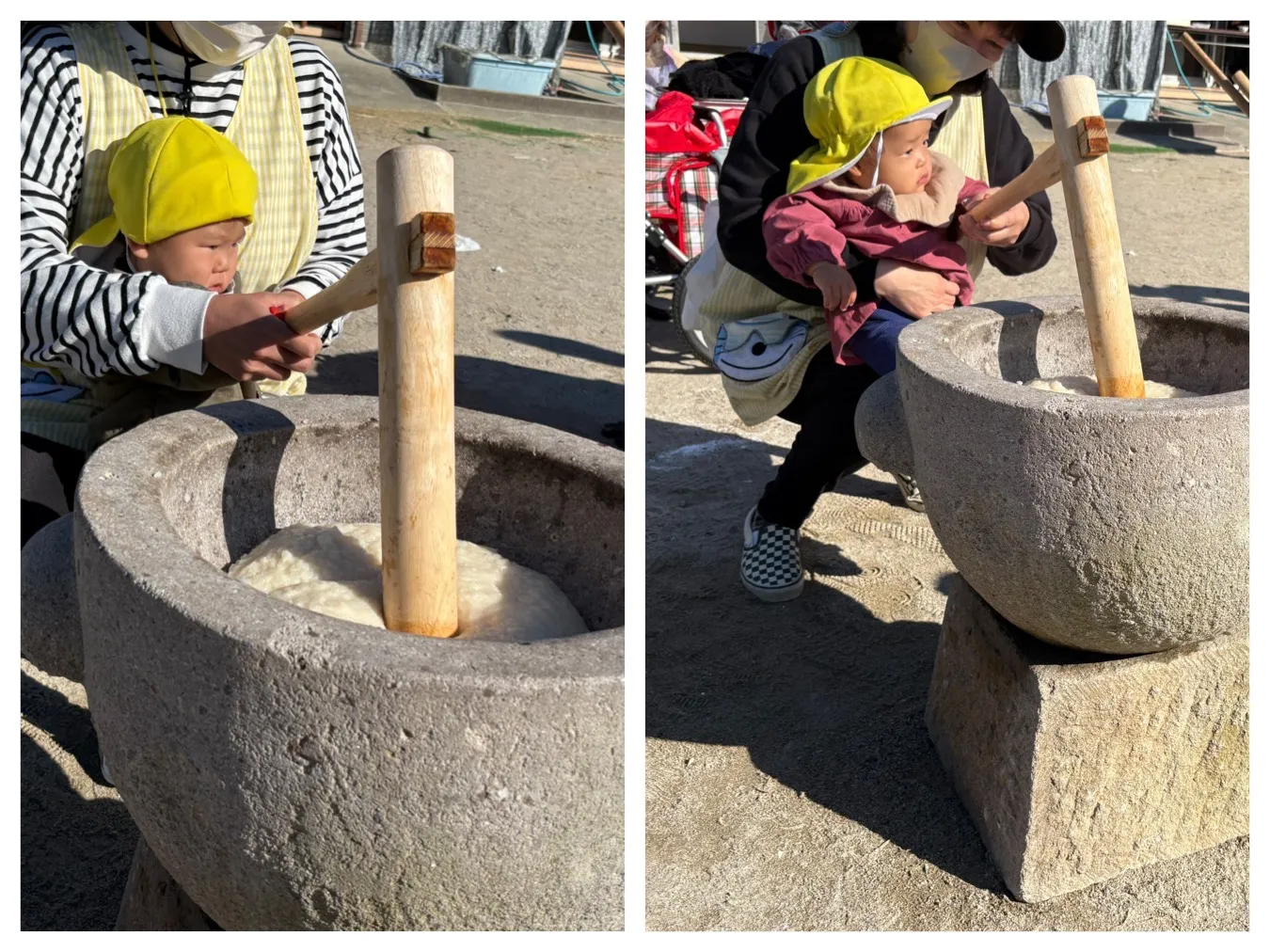 共同保育所ひまわり園の餅つきに行こう（いちご組・りんご組）