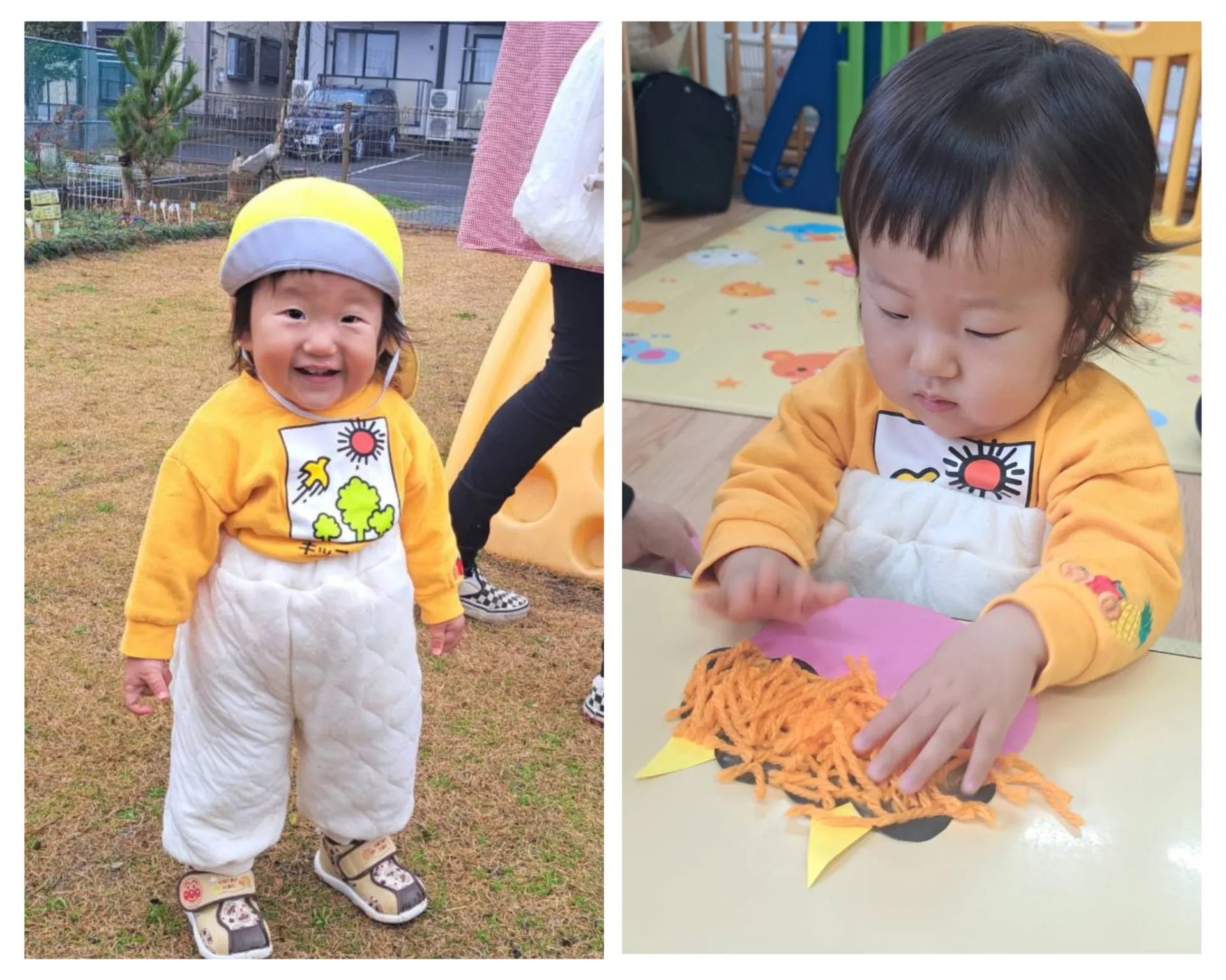 鬼のお面を作ろう、広場遊び（いちご組）