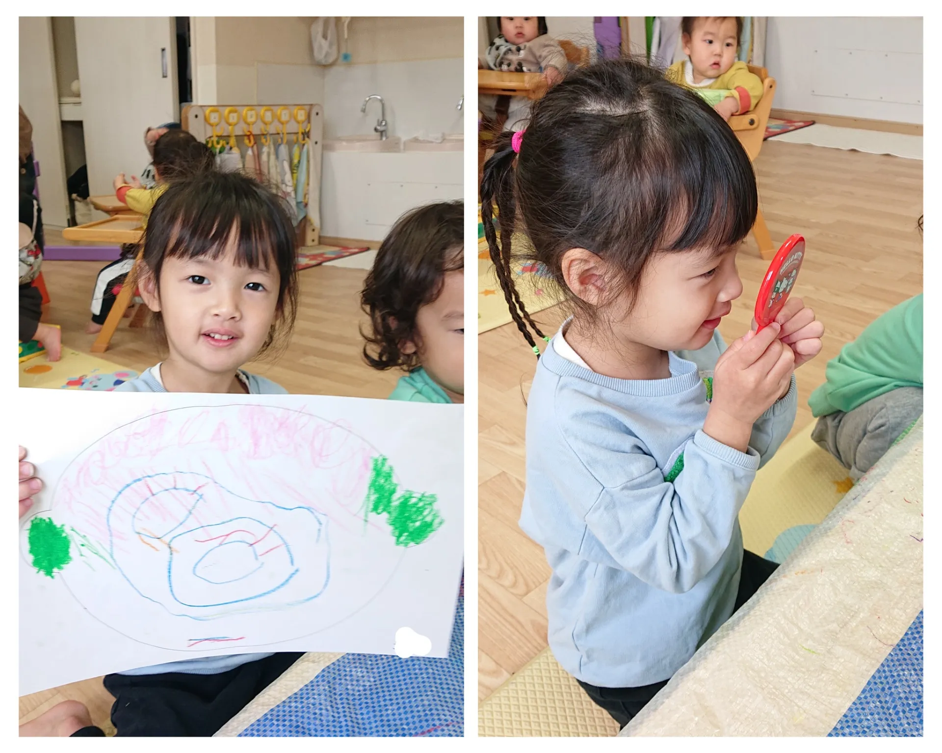 ３月の製作をしよう（りんご組、いちご組）