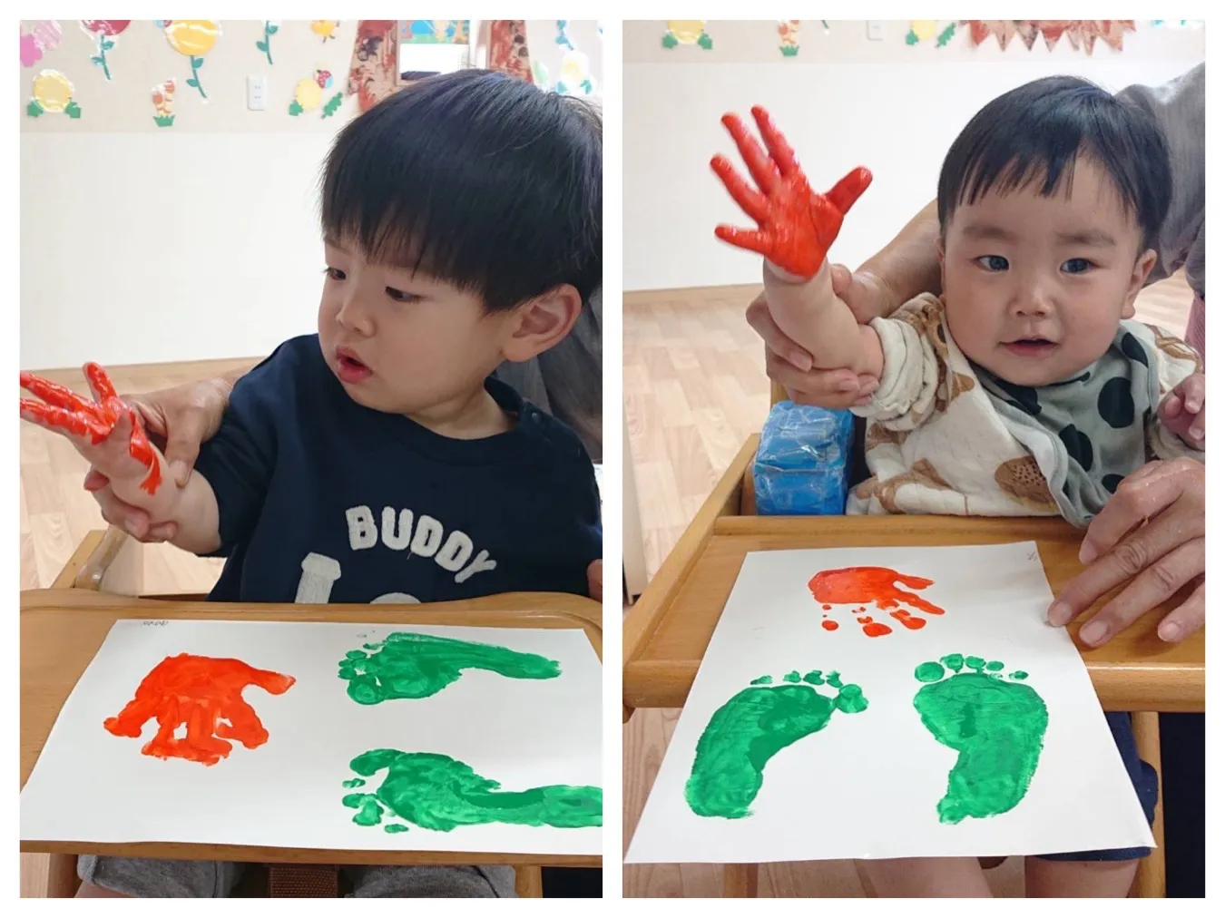 4月の製作/手形取り(いちご組)