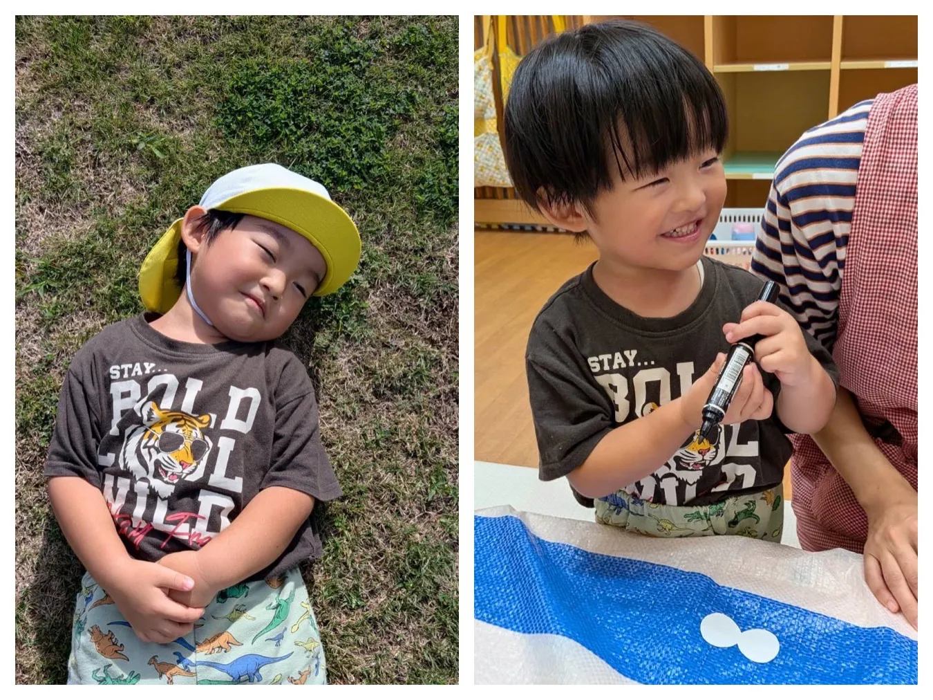 10月の製作をしよう/枯れ葉つくり・広場遊び（りんご組）